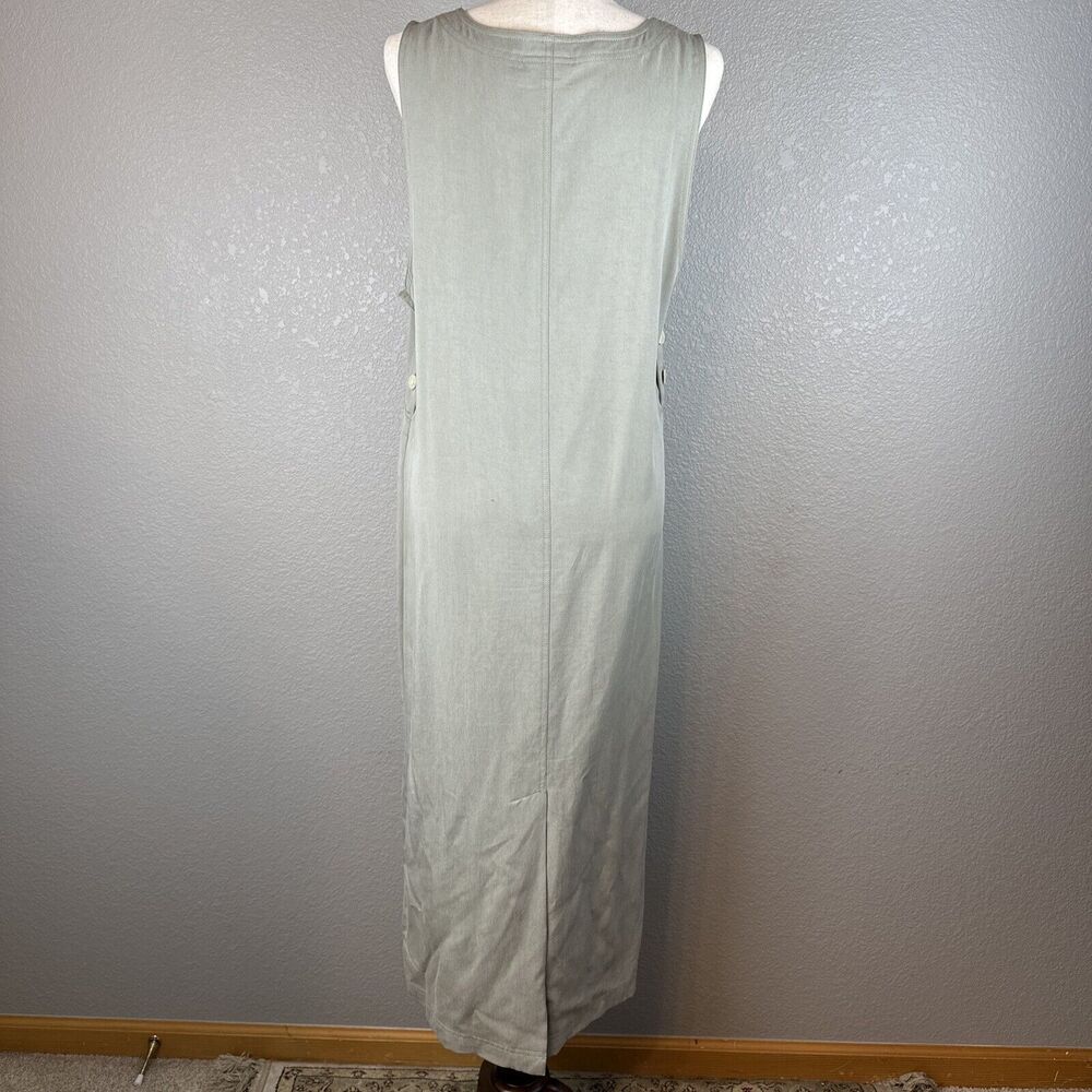 Talbots Vintage 90s Minimalist Jumper Sleeveless Dress Size M Khaki 100% Tencel - Picture 5 of 9